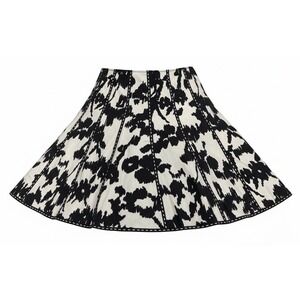 CABI Dashing  Black/Ivory Print Skirt Swing Skirt Size 10 Style 937
